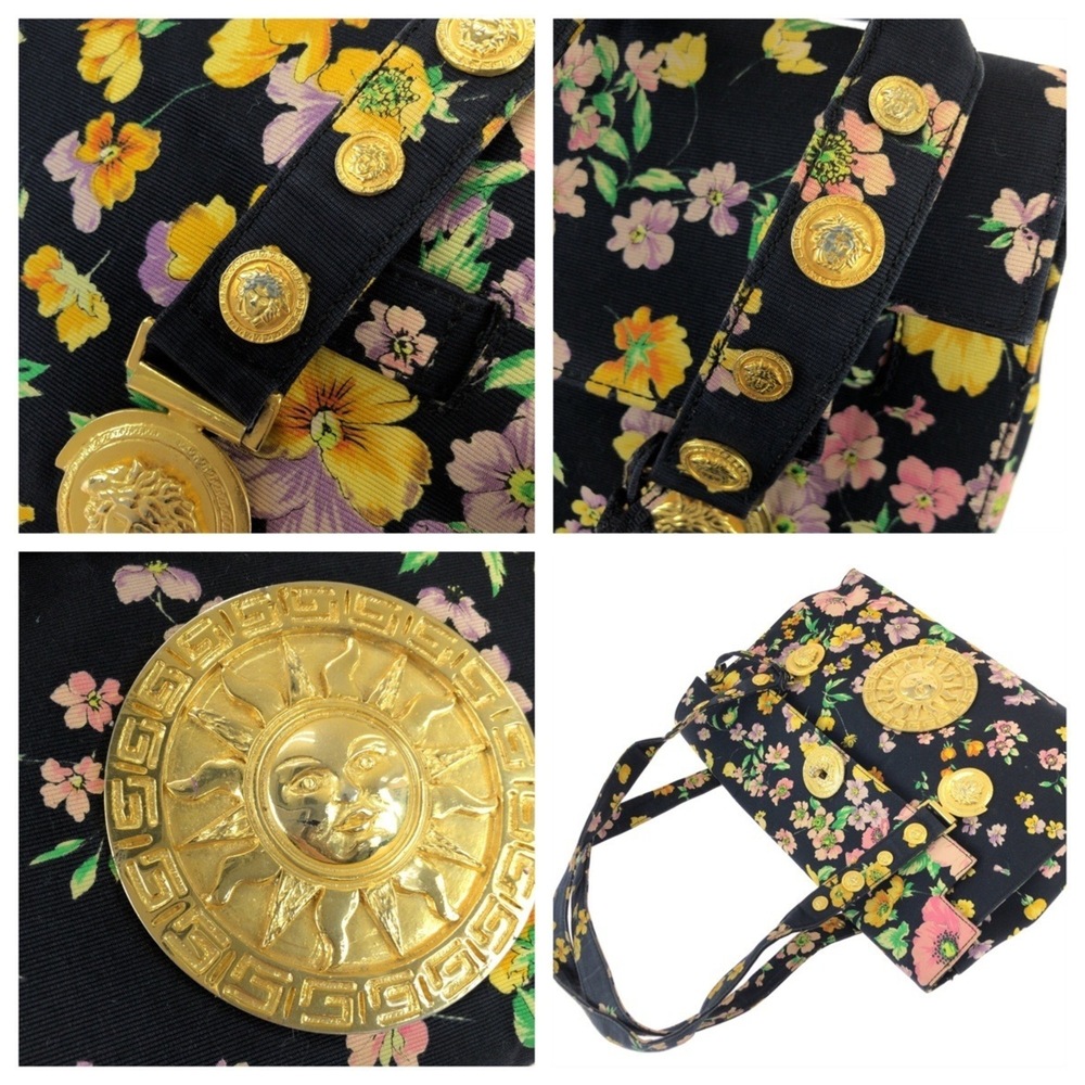 VERSACE Vintage Sunburst Medusa Multicolor Canvas Shoulder Bag/Tote Bag for W... - Picture 6 of 10